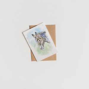 carte postale aquarelle âne