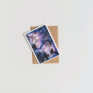 carte postale aquarelle galaxie