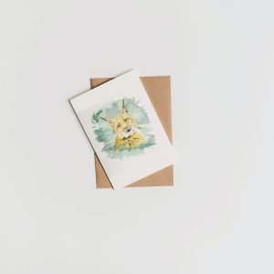 carte postale aquarelle lynx boréal