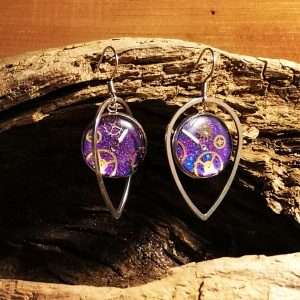 boucle steampunk goutte acier violet 2