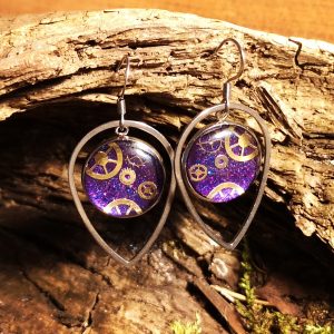 boucles steampunk goutte acier violet
